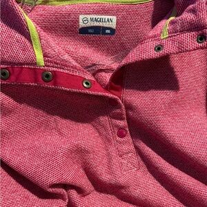 Magellan Outdoors Pink and Lime Pullover with Button Accents
